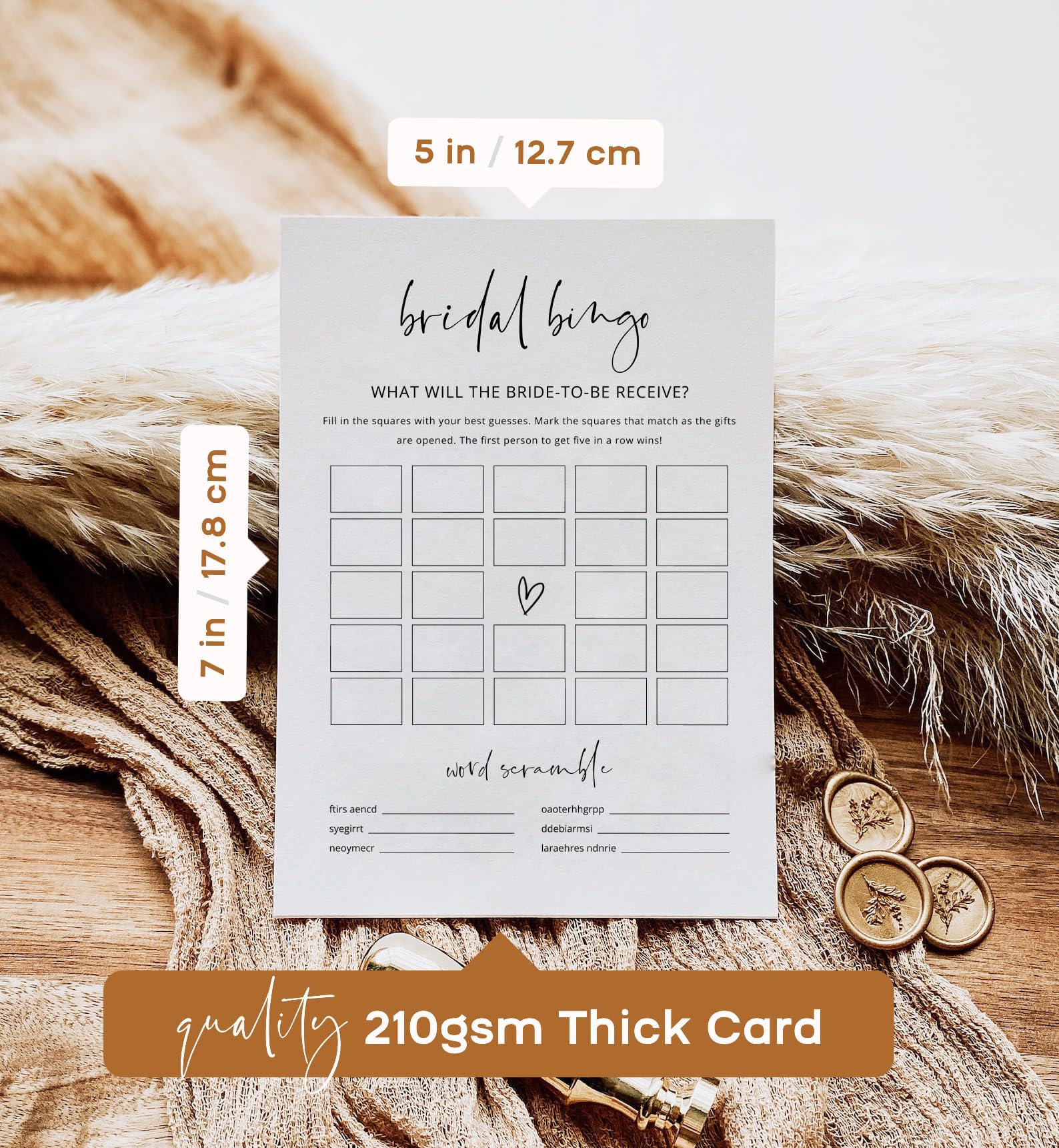 Bridal Shower Games - Set Of 4 Bridal Shower Games For 30 Guests, Double-Sided Thick Cards, Minimalist (30 Pack)